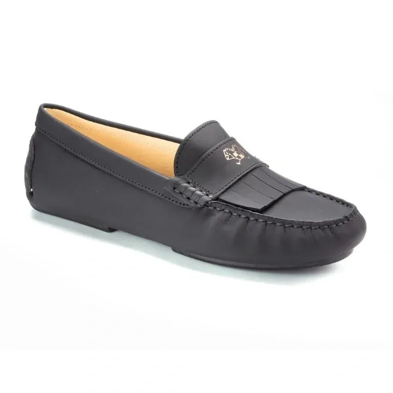 2698 - Black Sahara Leather Soft Loafer for Girl by London Kids