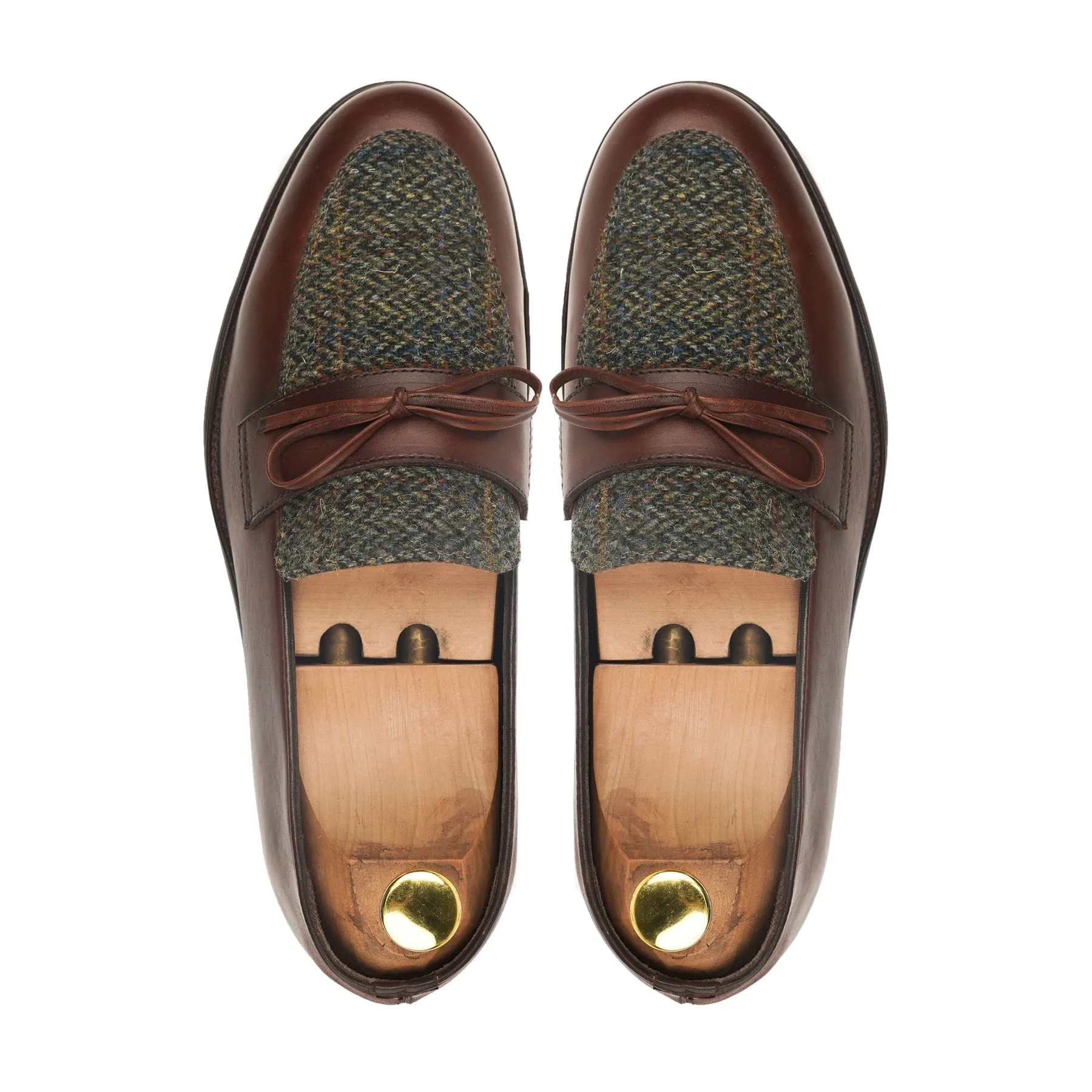 Aber - Men's Brown Calf Leather and Harris Tweed Loafer