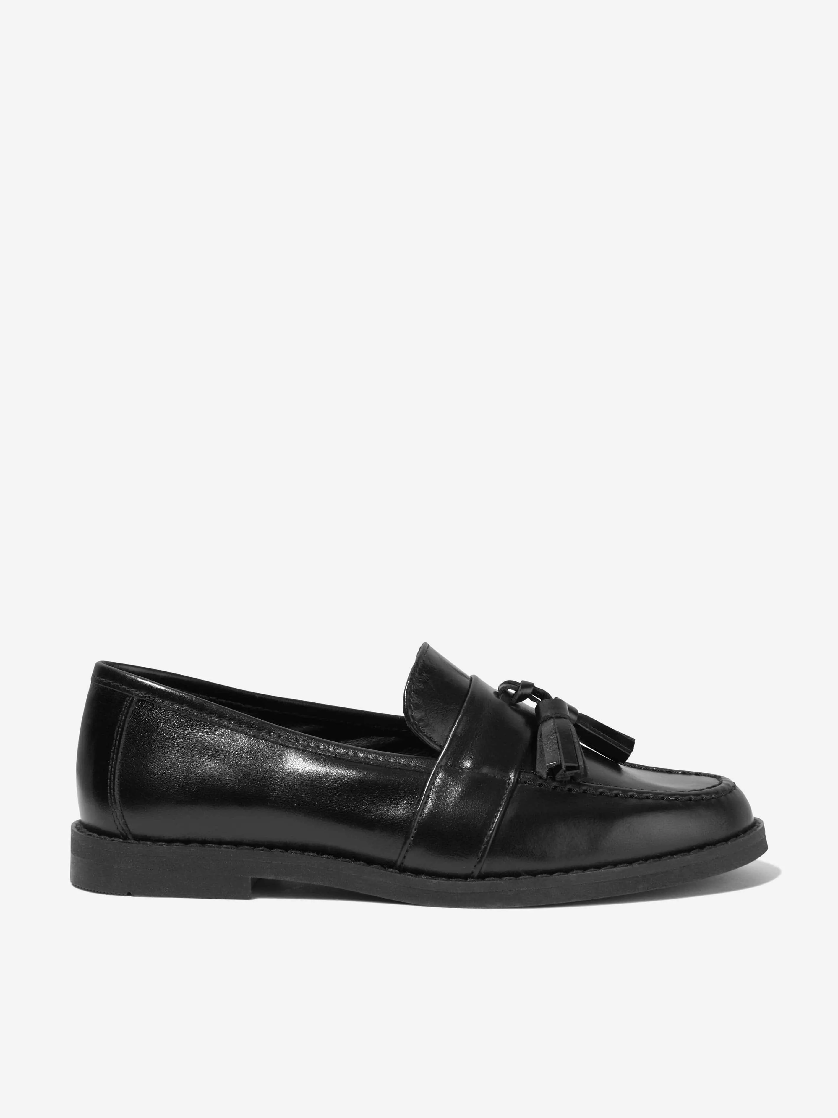 Andanines Kids Leather Loafers in Black