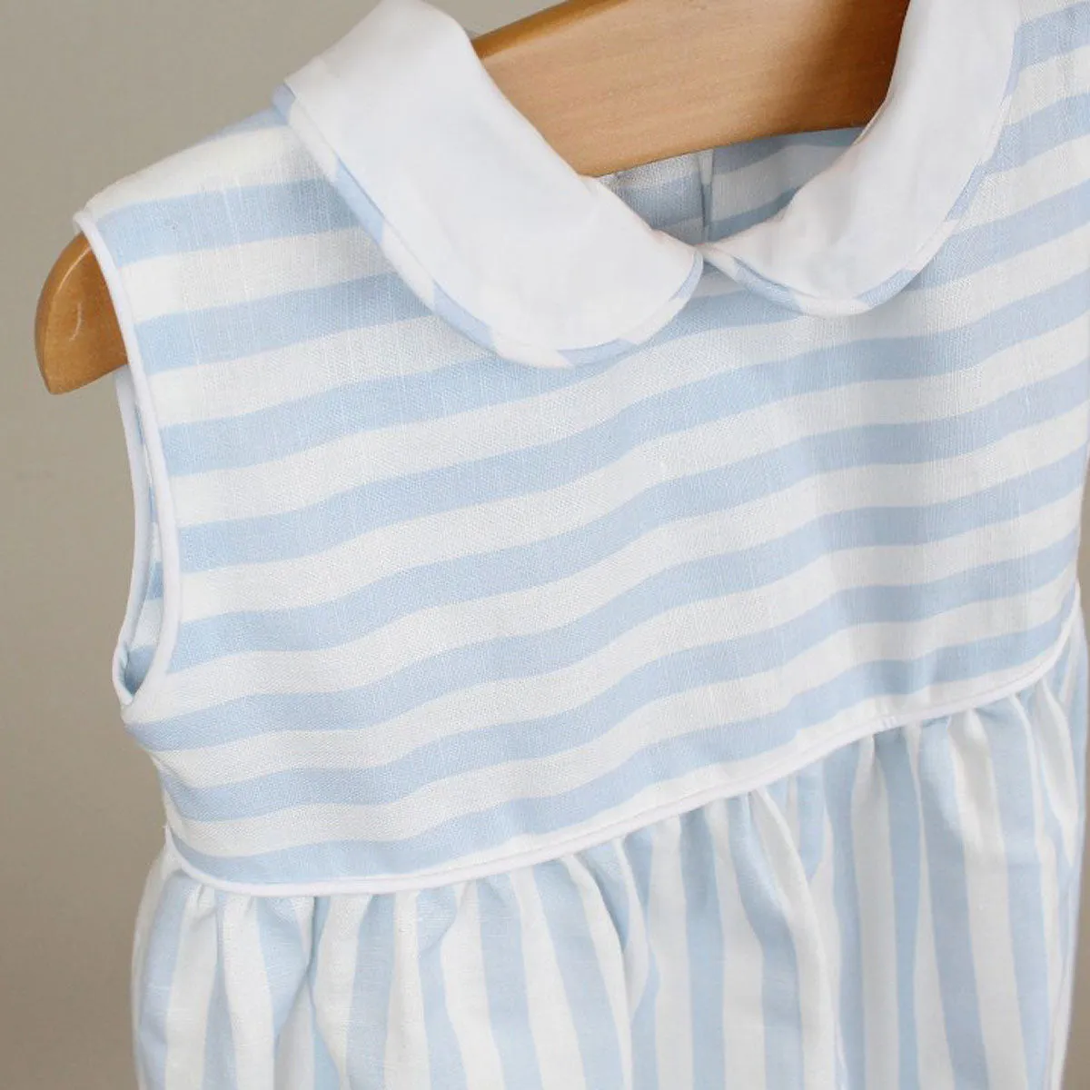 Blue Stripe Romper with Collar