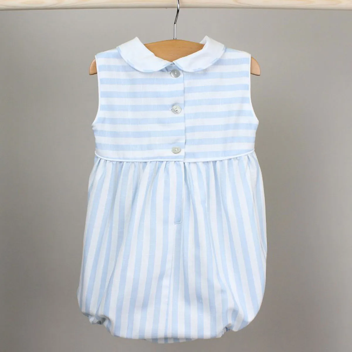 Blue Stripe Romper with Collar