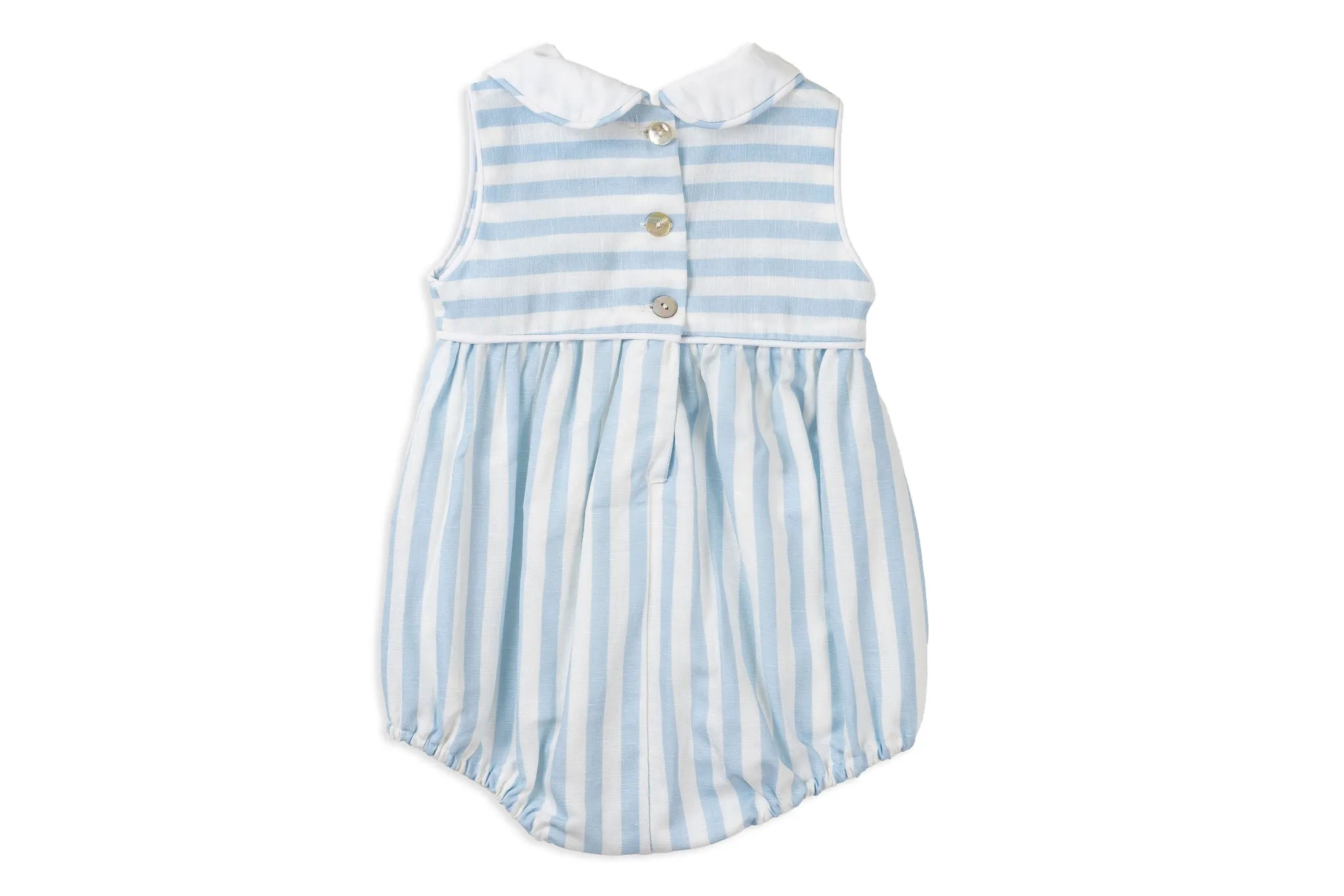 Blue Stripe Romper with Collar