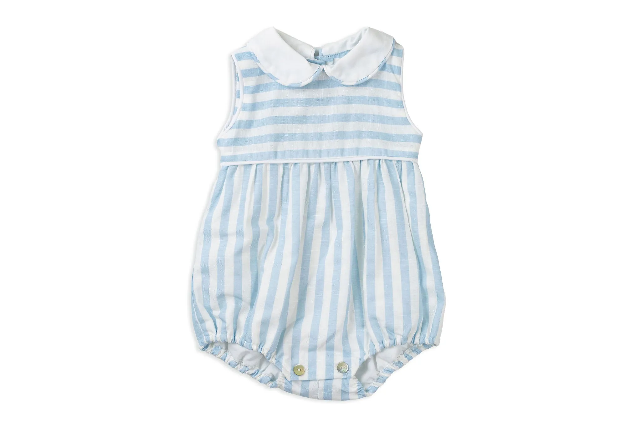 Blue Stripe Romper with Collar