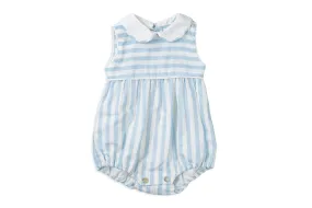 Blue Stripe Romper with Collar