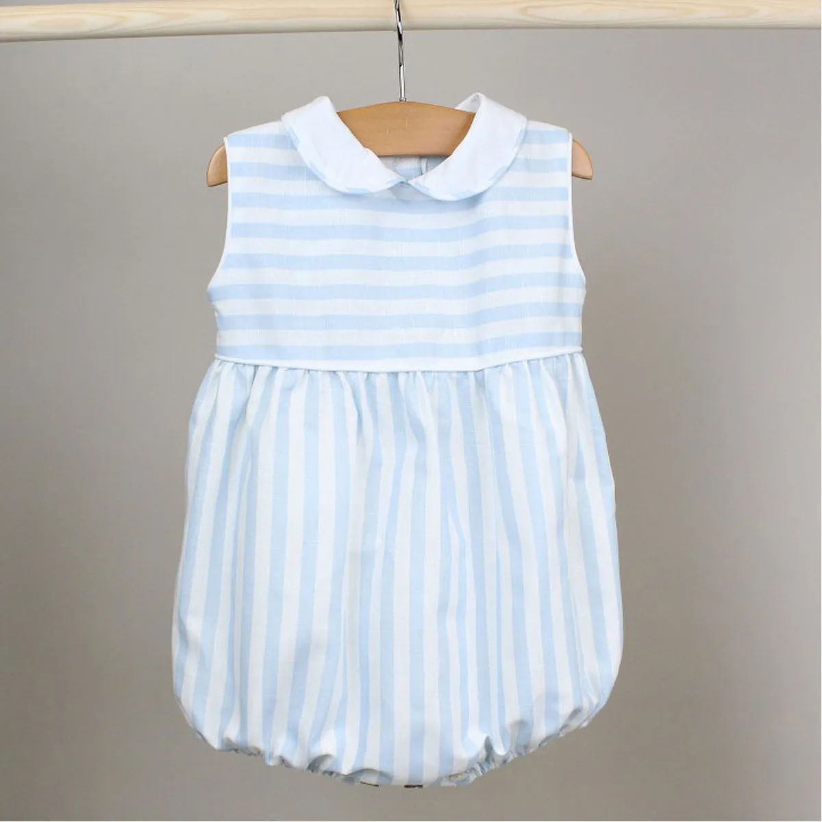 Blue Stripe Romper with Collar