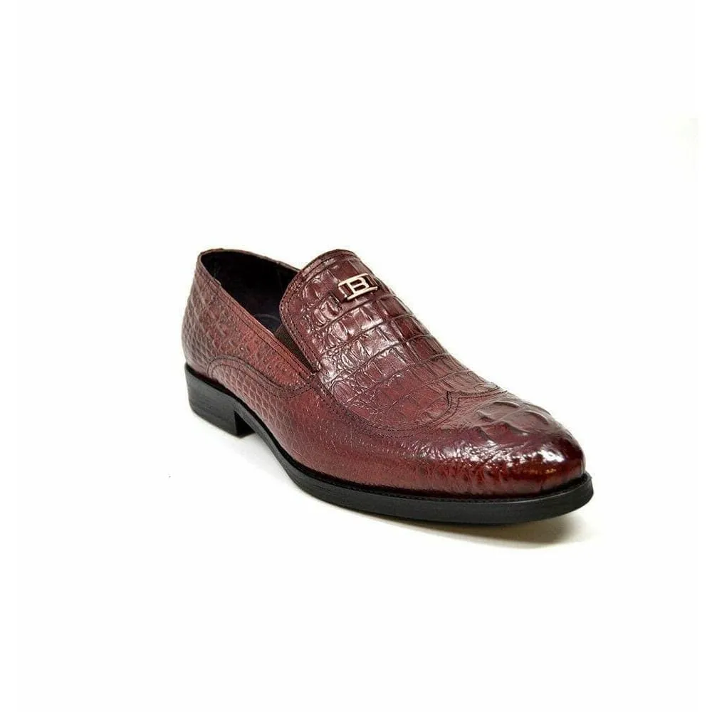 British Walkers Shiraz Men's Bordeaux Crocodile Leather Loafers