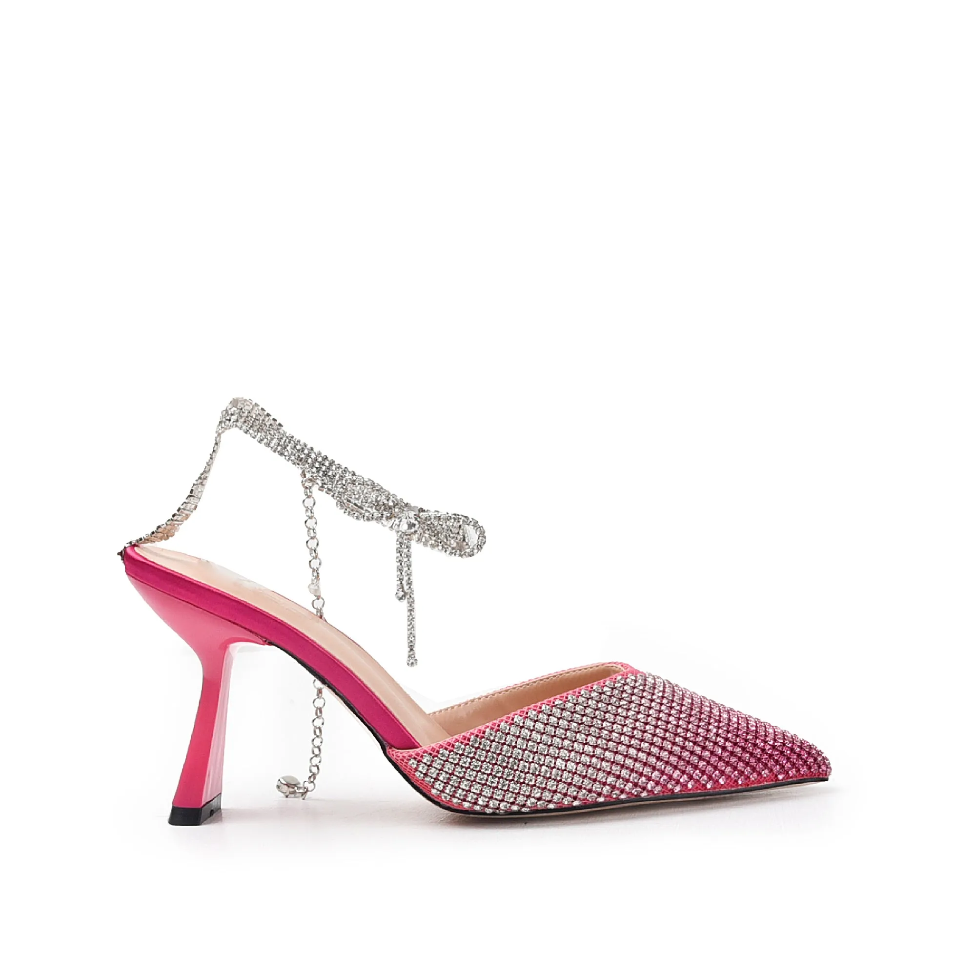 Chic Pink Rhinestone Slingback Heels | 455N-P