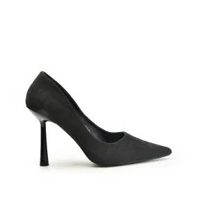 Classic Black Textured Stilettos | 443N-C