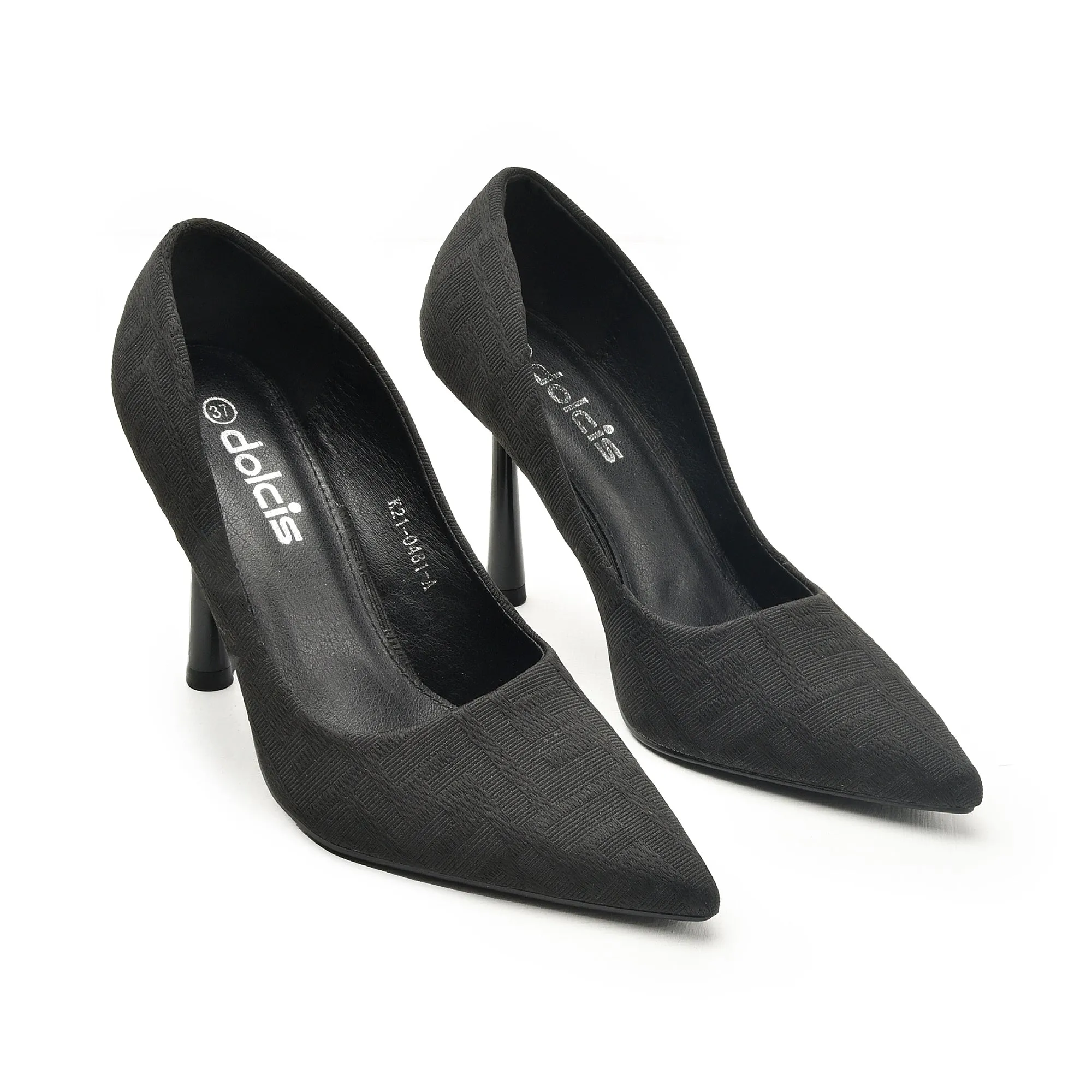 Classic Black Textured Stilettos | 443N-C