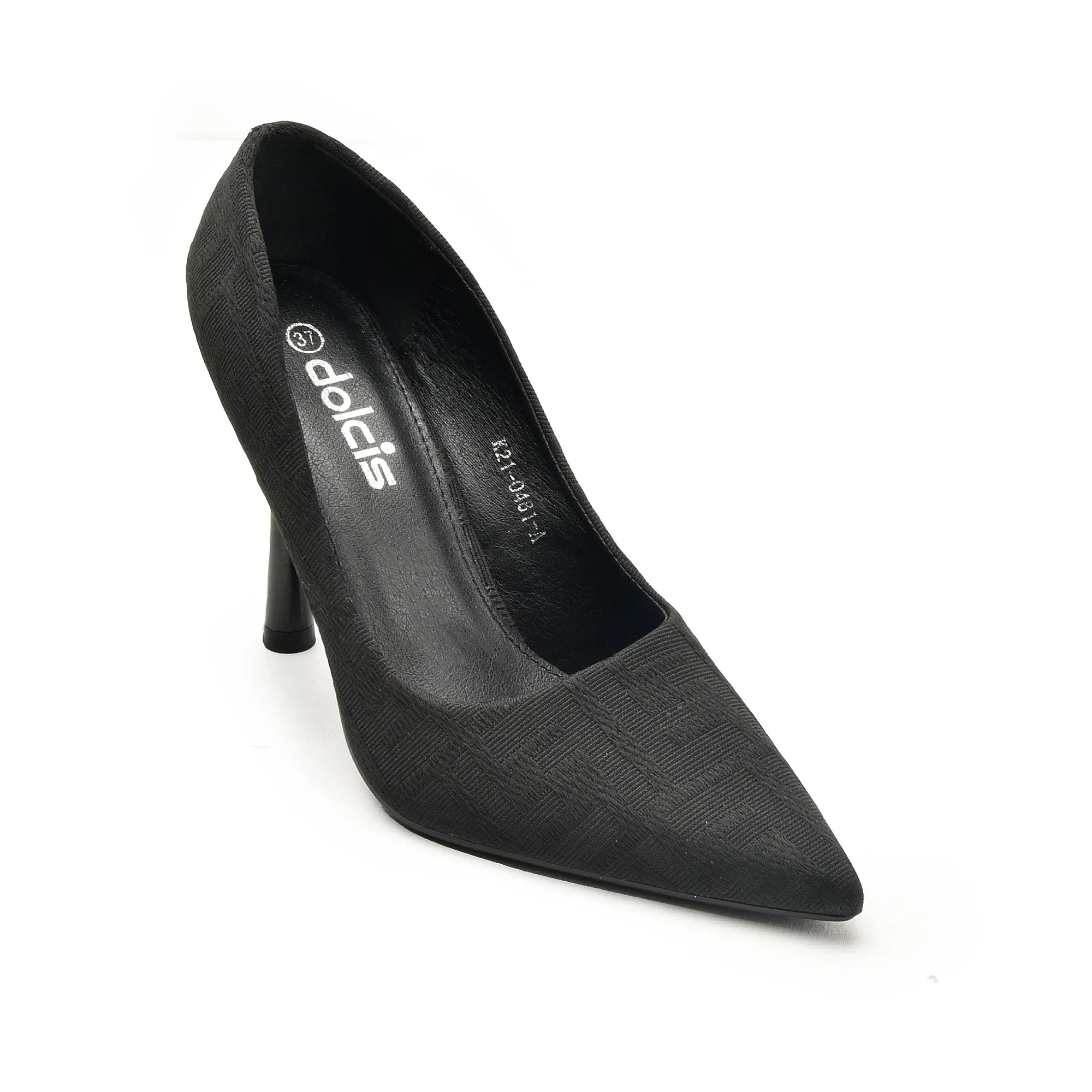 Classic Black Textured Stilettos | 443N-C