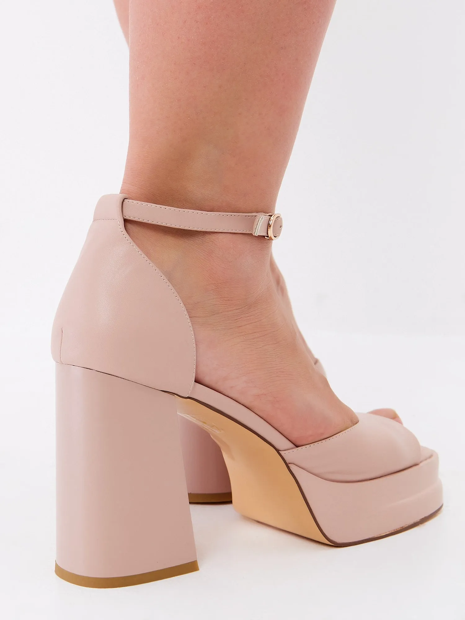 Classic Open Toe High Heels Sandals - Beige