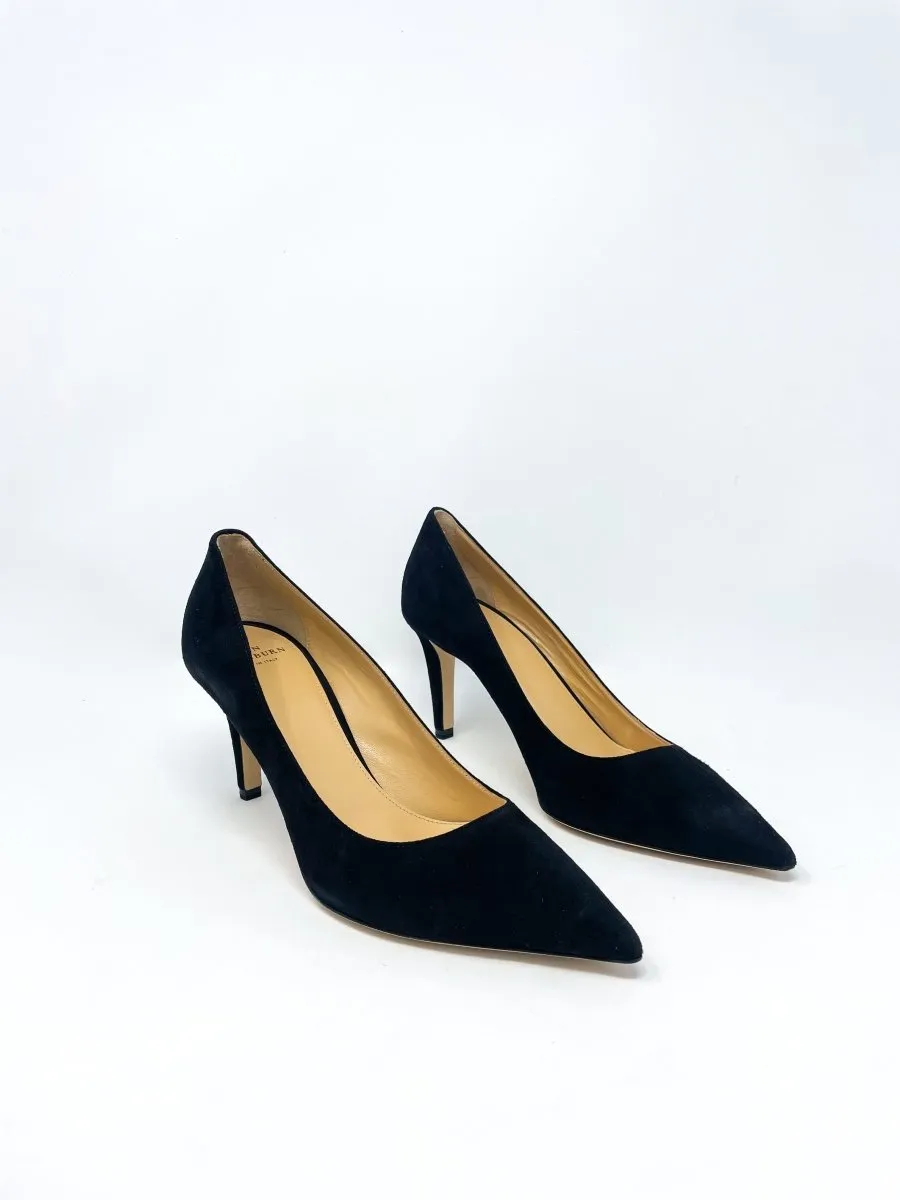 Classic Pointed Toe Pump in Black Suede