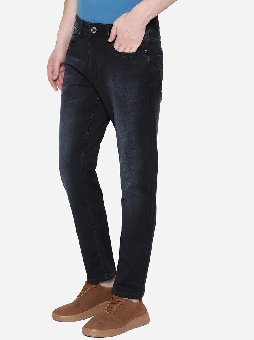 Dark Indigo Blue Washed Straight Fit Jeans | JadeBlue