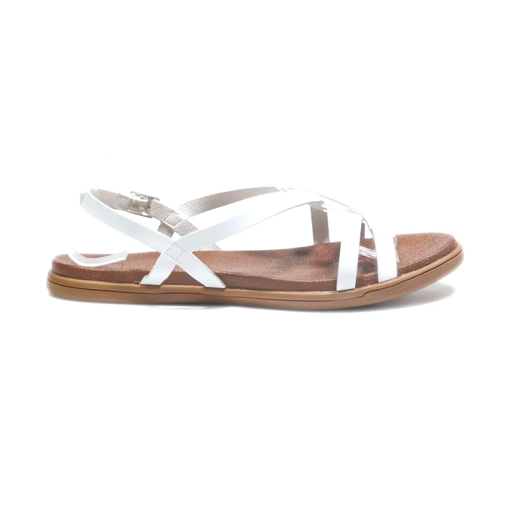 Dreampairs Flat Sandals Leather White Colour For Women