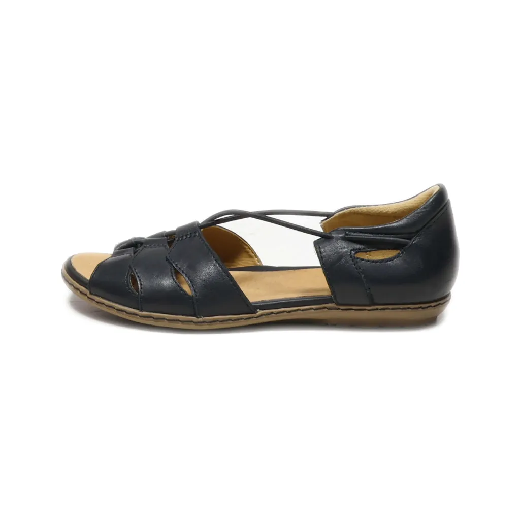 Earth Flat Sandals Leather Black Colour For Women