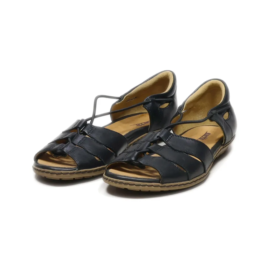 Earth Flat Sandals Leather Black Colour For Women