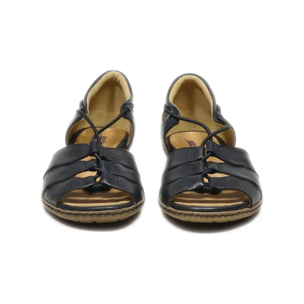 Earth Flat Sandals Leather Black Colour For Women