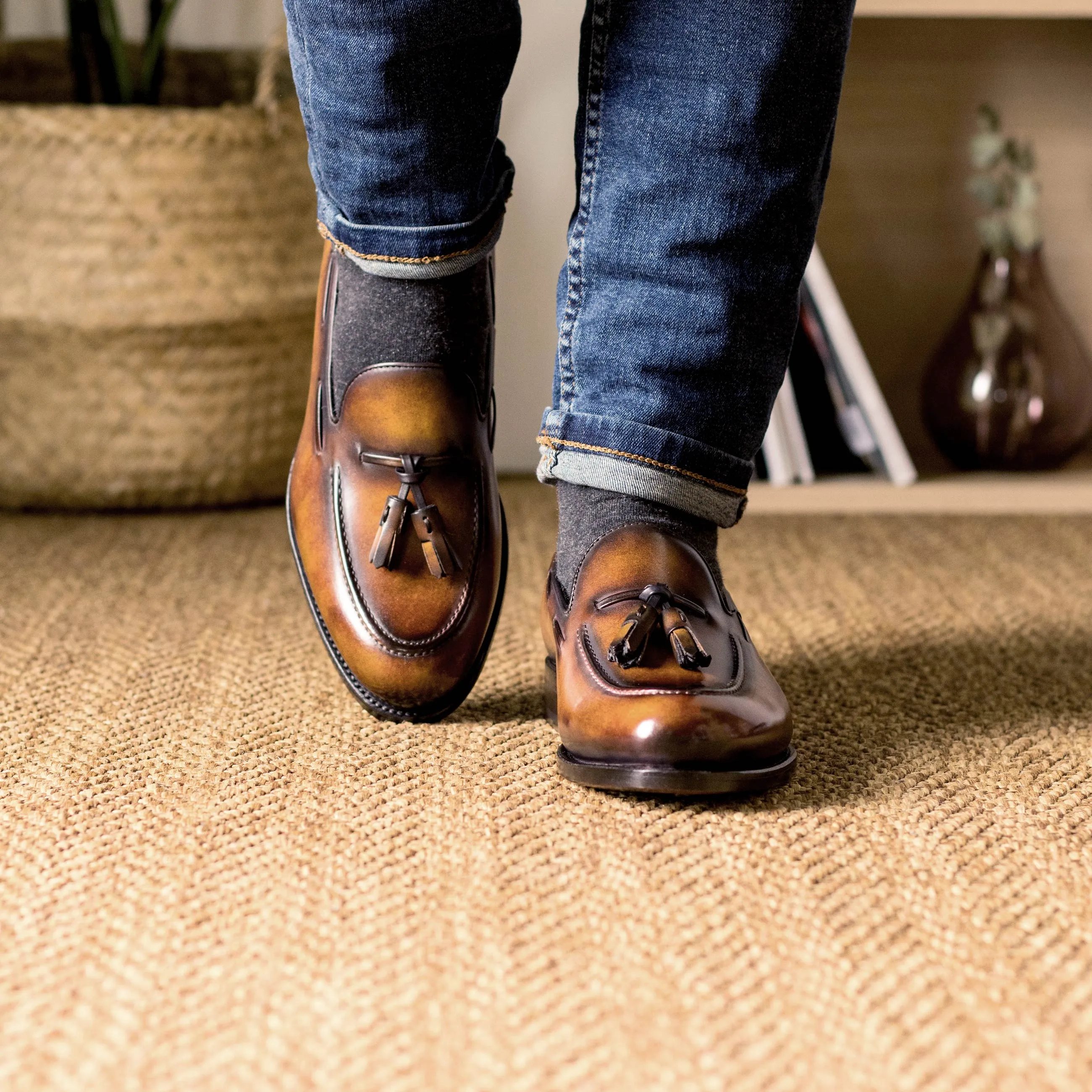 Fire Patina Tassel Loafers