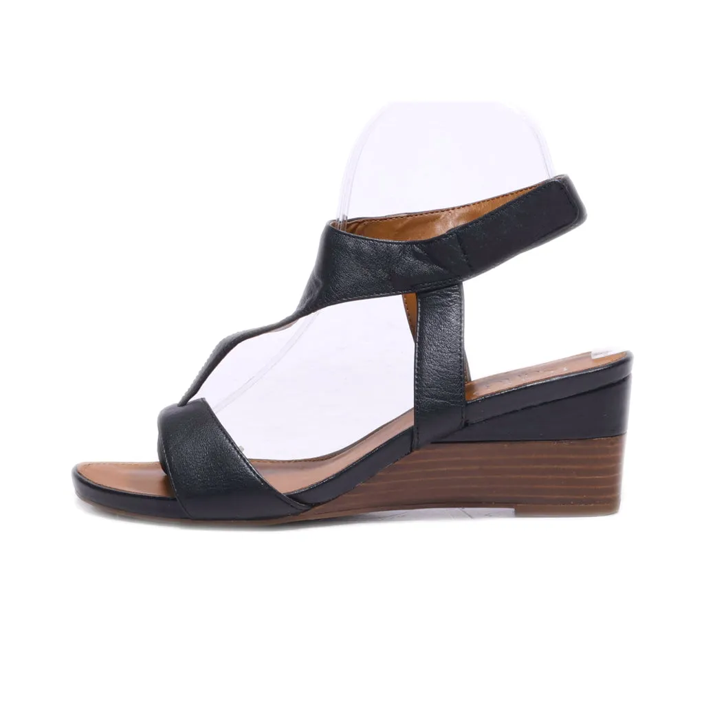 Franco Sarto Wedge Sandals Leather Black Colour For Women