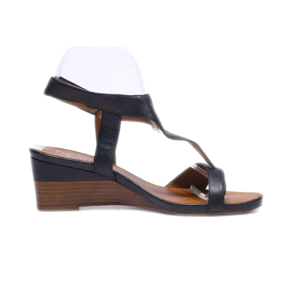 Franco Sarto Wedge Sandals Leather Black Colour For Women