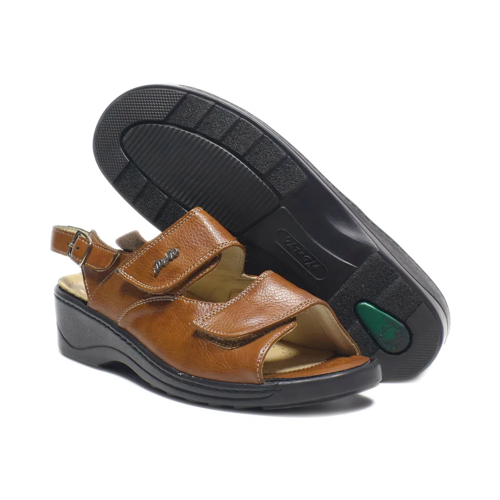 Hallux Flat Sandals Leather Brown Colour For Women