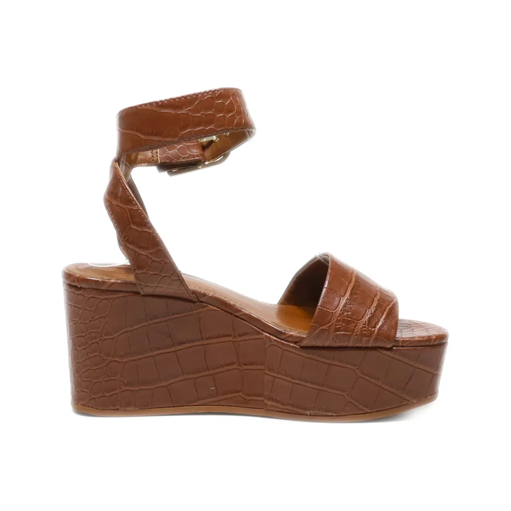 H&M Wedge Sandals Leather Brown Colour For Women