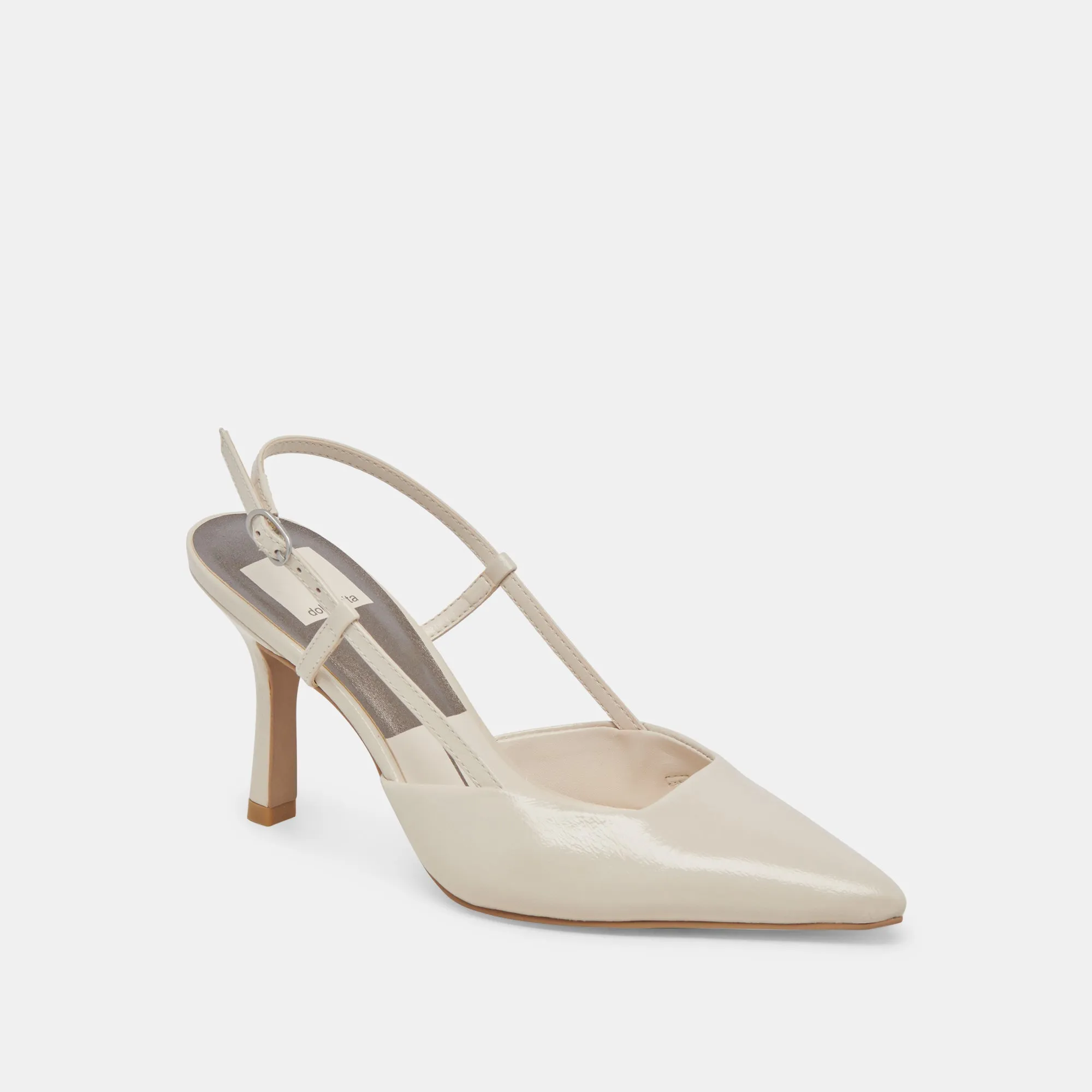 KIM HEELS IVORY CRINKLE PATENT