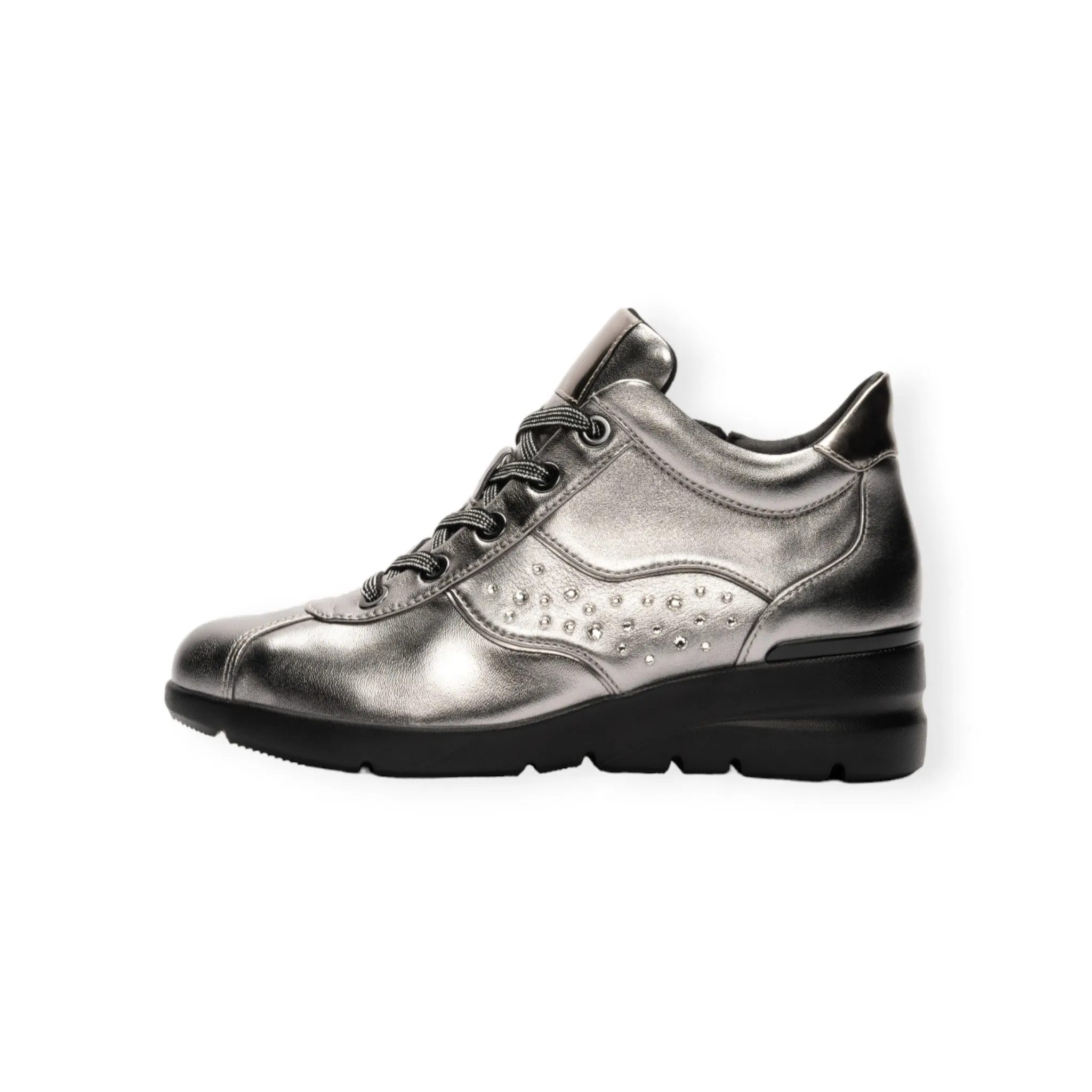 Lightweight soft sheepskin high-top sneakers with Swarovski crystal glass #FJ100