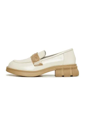 Patent Leather Loafers - Beige