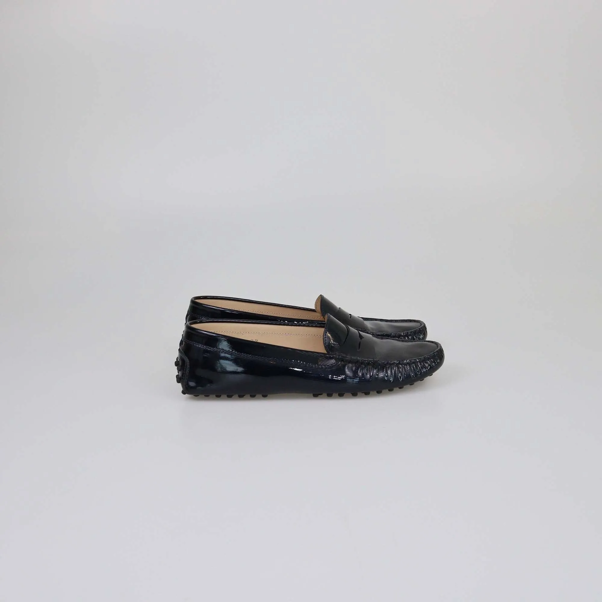 Tod's Midnight Blue Patent Gommino Driving Loafers