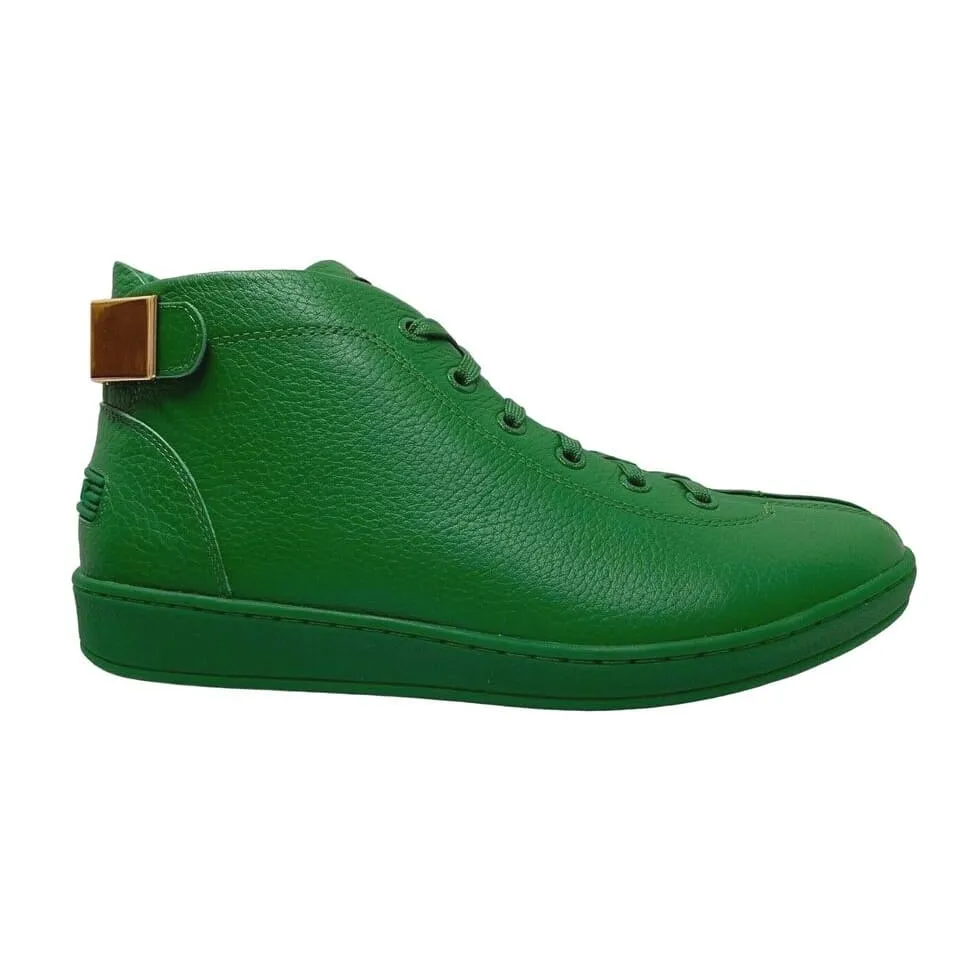 Travel Fox Men's Green Leather Mid Top Sneakers 915601-20