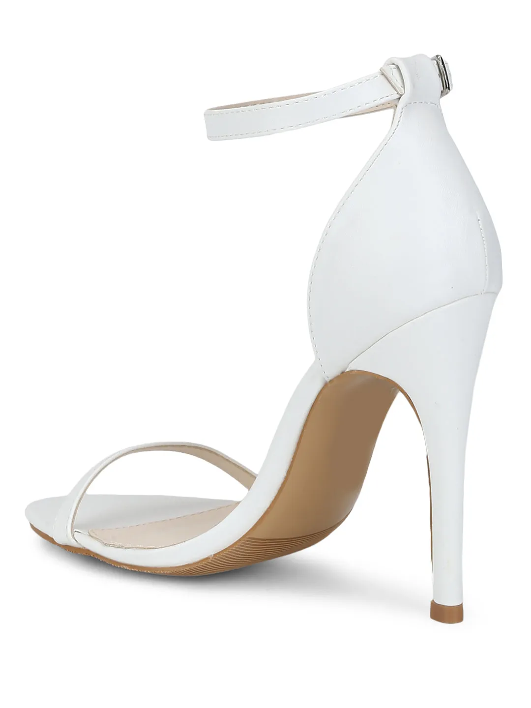 White PU Barely There Stilettos Synthetic