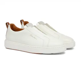 White Tumbled Leather Slip-on Sneaker