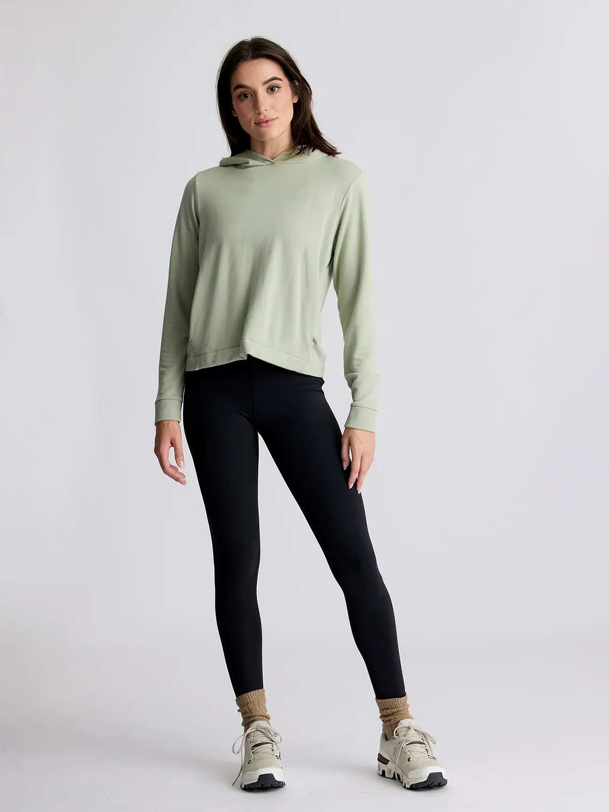 Women's Bamboo Lightweight Fleece Cropped Hoodie - Desert Sage