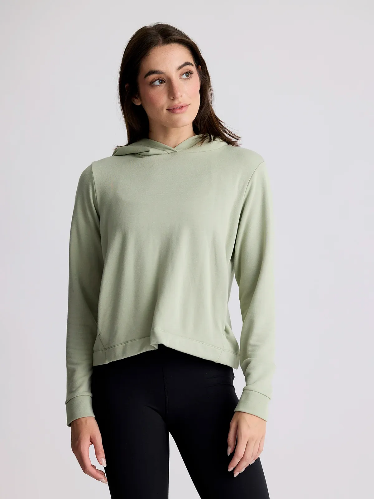 Women's Bamboo Lightweight Fleece Cropped Hoodie - Desert Sage