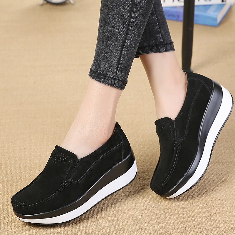 Women's Spring Platform Suede Leather Loafers