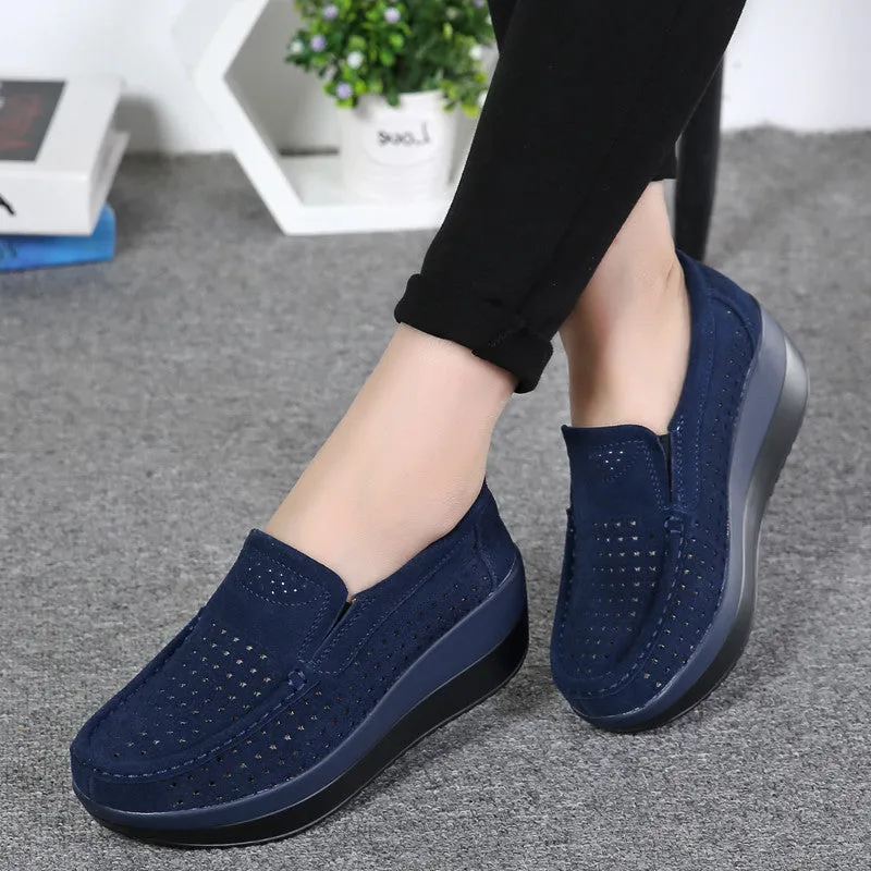 Women's Spring Platform Suede Leather Loafers