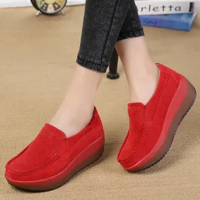 Women's Spring Platform Suede Leather Loafers