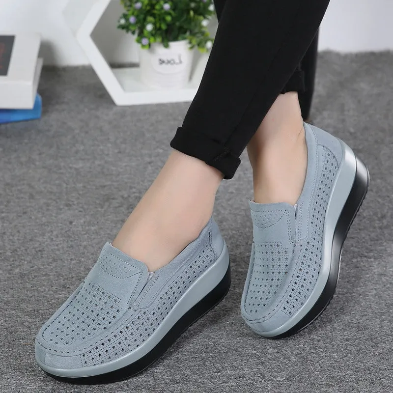 Women's Spring Platform Suede Leather Loafers