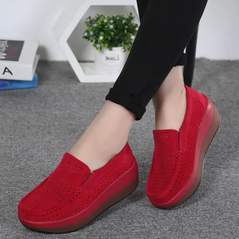 Women's Spring Platform Suede Leather Loafers