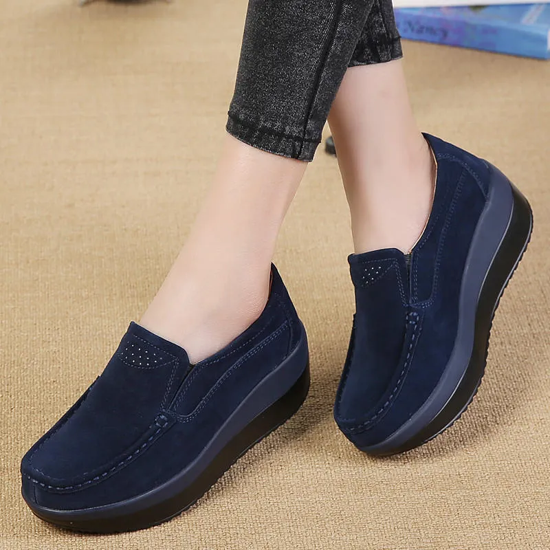 Women's Spring Platform Suede Leather Loafers