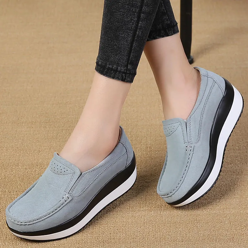 Women's Spring Platform Suede Leather Loafers