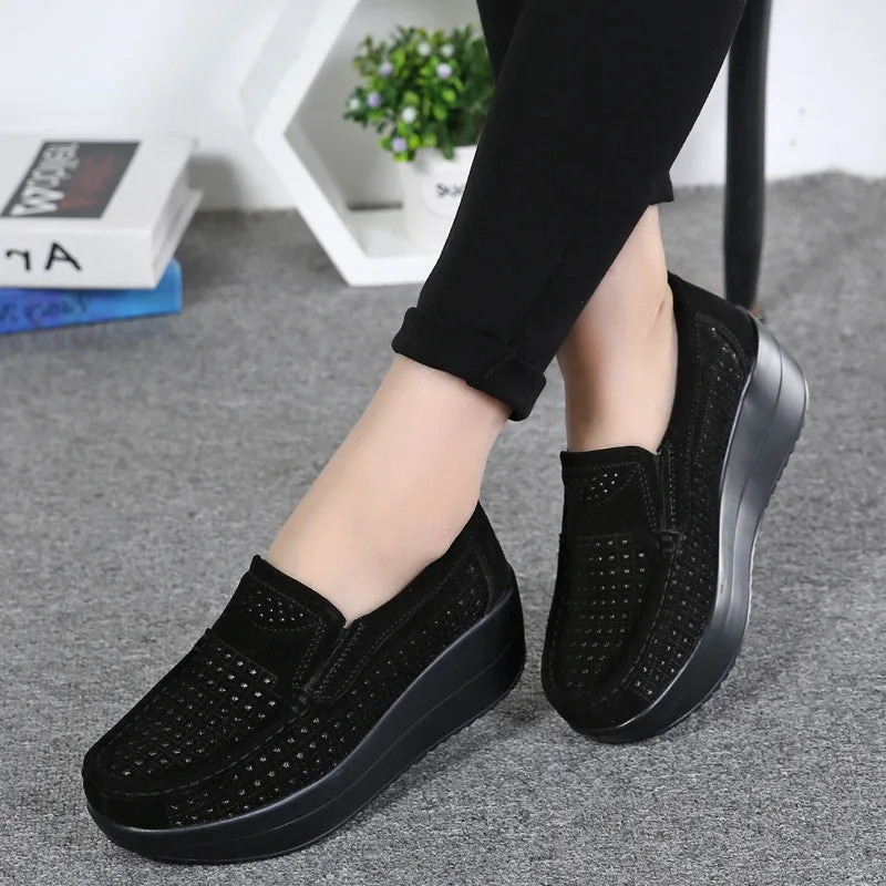 Women's Spring Platform Suede Leather Loafers